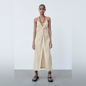Zara Textured Knot Maxi Festival Vibes Dress